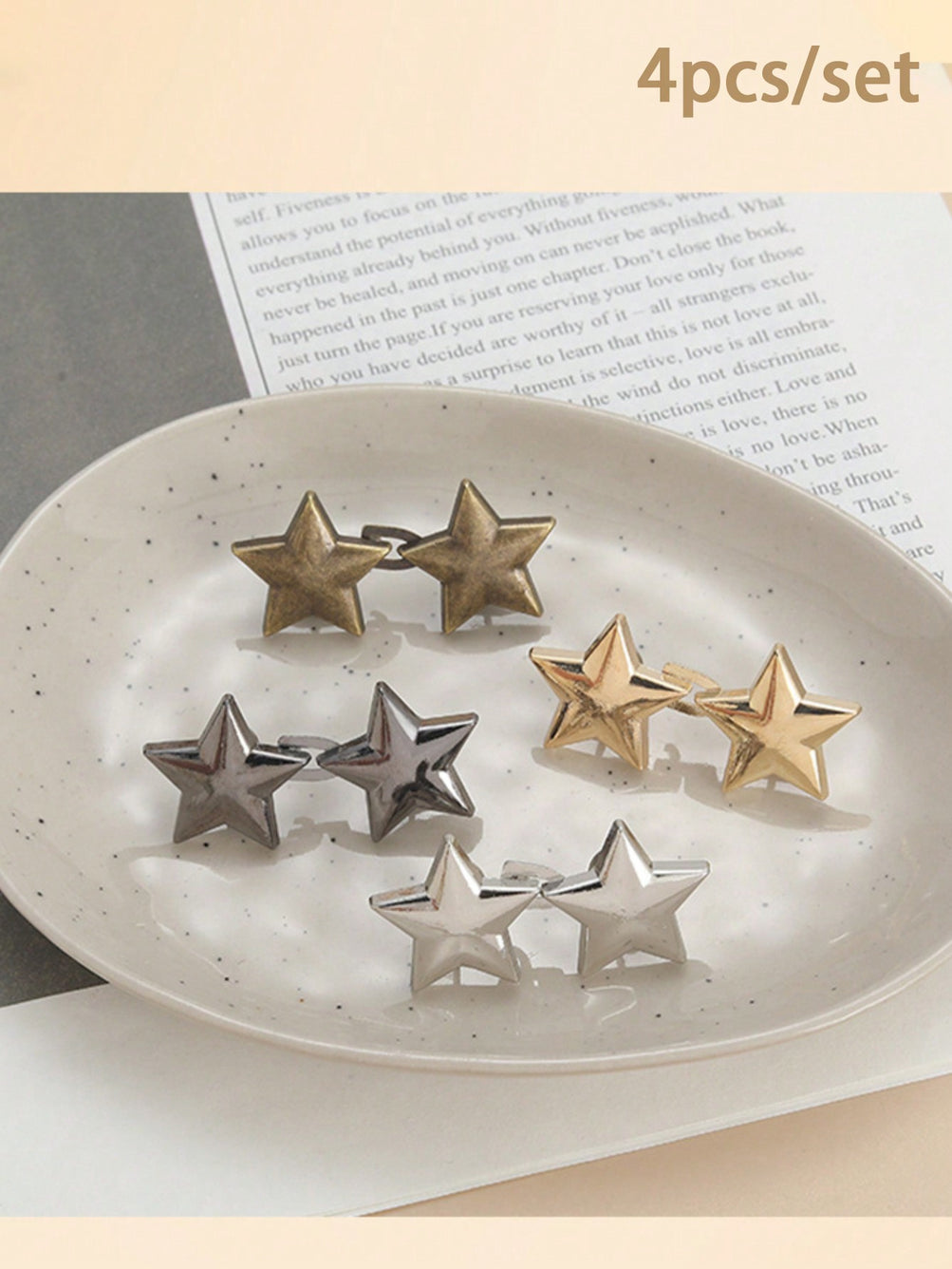 4Pcs Star Shaped Detachable Waistband Button Buckle, Adjustable Waist Clip for Jeans Skirts Pants