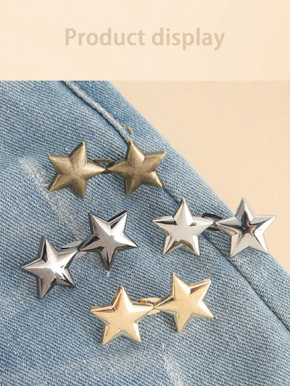 4Pcs Star Shaped Detachable Waistband Button Buckle, Adjustable Waist Clip for Jeans Skirts Pants